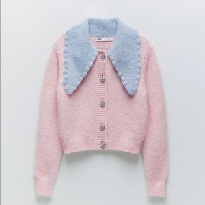 NWT Zara blogger pink jewel cardigan sz S sold out